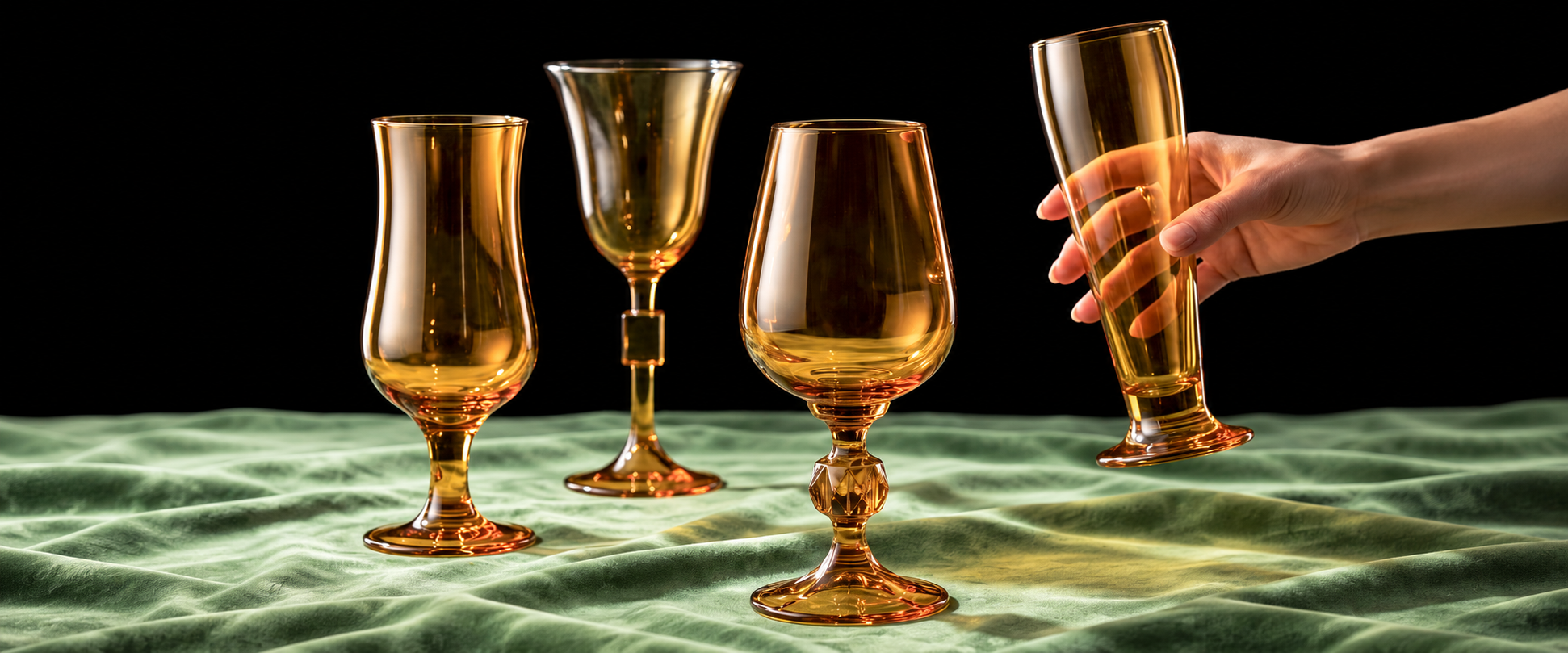 Golden amber glassware panorama